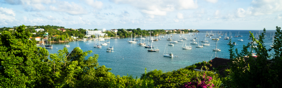 Aerial view of Prickly Bay in Grenada